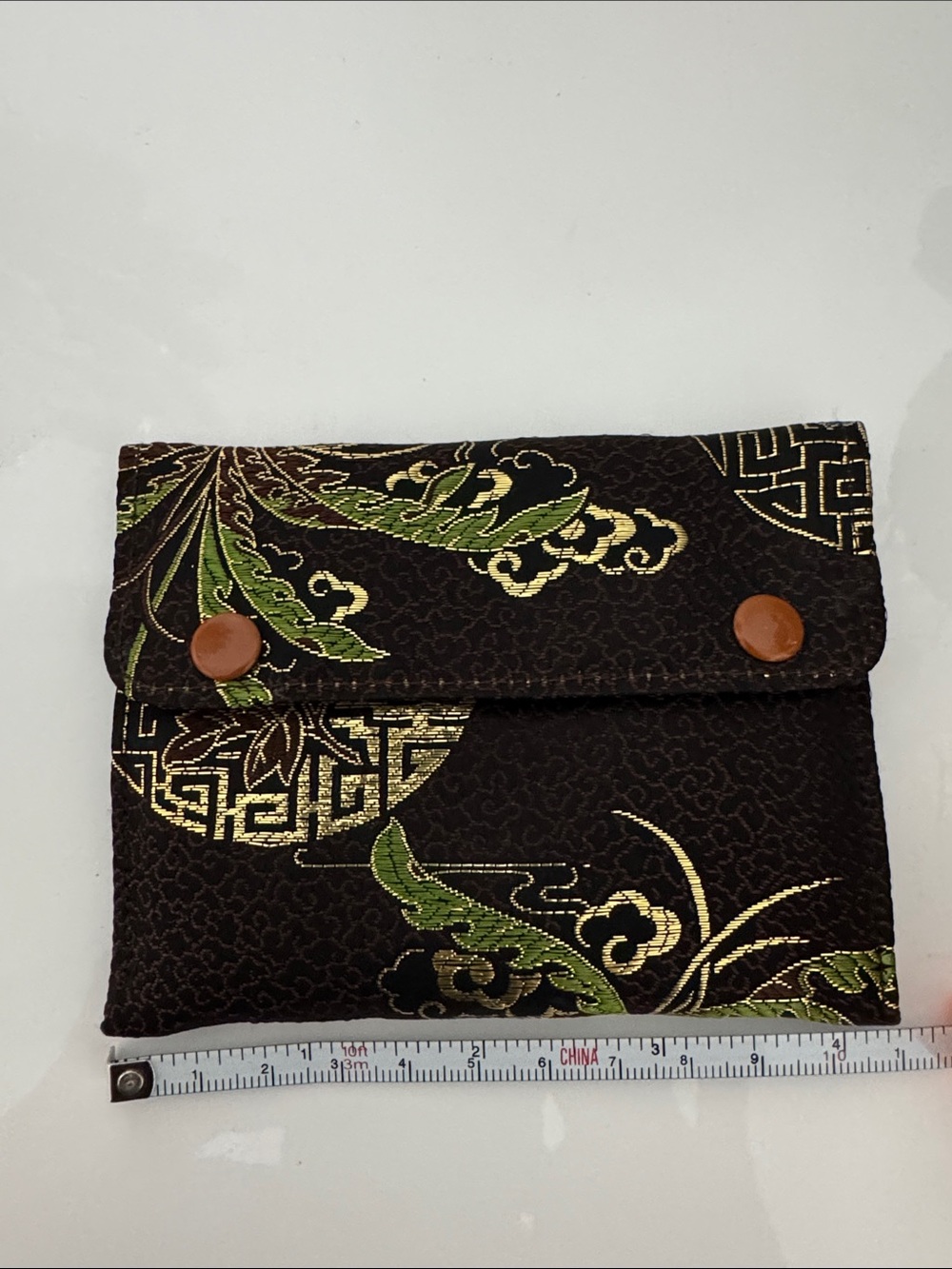 Embroidered Black & Gold Floral Clutch Wallet